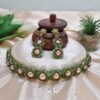 "Vintage Emerald" Champagne Pearl & Green Crystal Choker Set