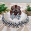 "Silver Mist" Grey Crystal & Gunmetal Floral Choker Set
