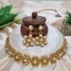 "Golden Honey" Amber Crystal & Pearl Floral Choker Set