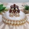 "Champagne Glow" Crystal & Pearl Floral Choker Set