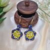 "Starry Bloom" Blue & Yellow Crystal Flower Earrings
