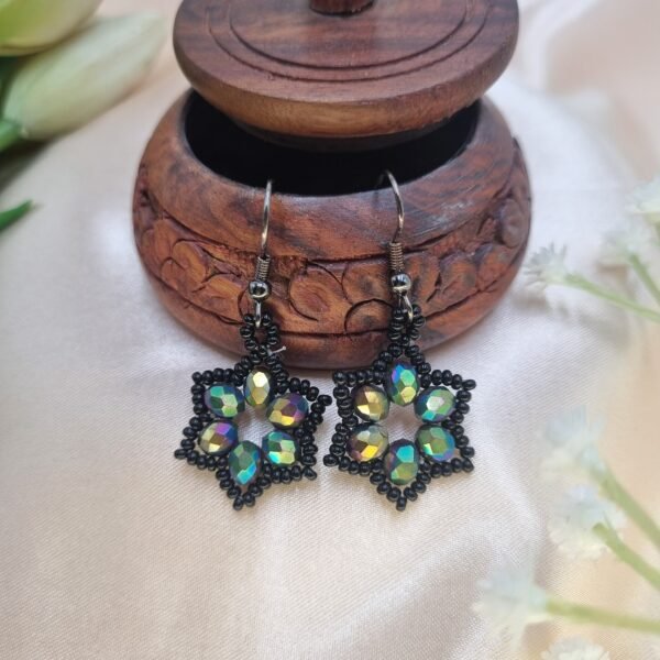 20251126_163728 "Mystic Night" Iridescent Crystal & Black Star Earrings