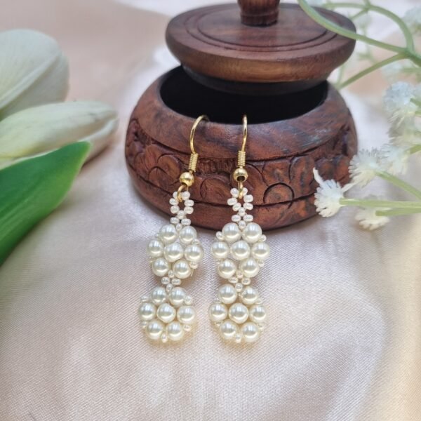 "Classic Ivory" Handwoven Pearl Double-Drop Earrings