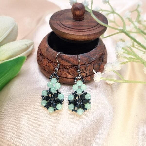 20251126_164141 "Midnight Mint" Black Crystal & Icy Blue Drop Earrings