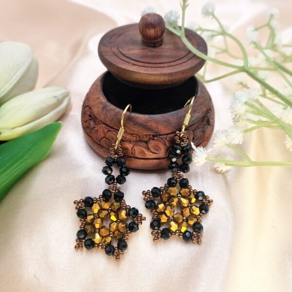 "Midnight Gold" Black & Metallic Crystal Star Earrings