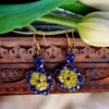 "Starry Bloom" Blue & Yellow Crystal Flower Earrings