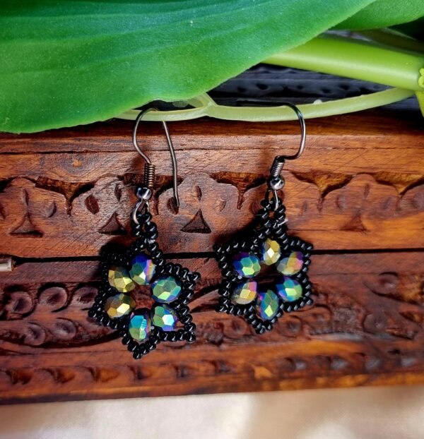 "Mystic Night" Iridescent Crystal & Black Star Earrings