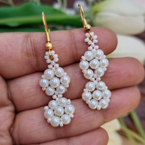 "Classic Ivory" Handwoven Pearl Double-Drop Earrings