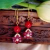 20251126_171143 "Ruby Blossom" Red Bead & Crystal Flower Earrings