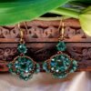 "Forest Emerald" Green Crystal & Bronze Drop Earrings