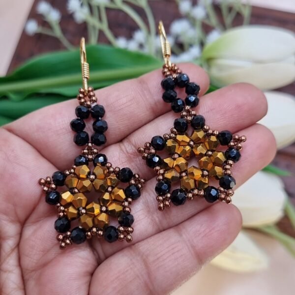 "Midnight Gold" Black & Metallic Crystal Star Earrings