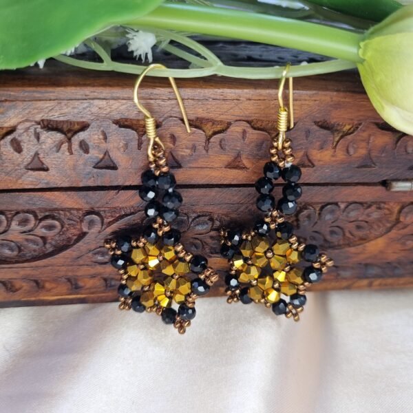 "Midnight Gold" Black & Metallic Crystal Star Earrings