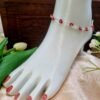 "Crimson Sparkle" Silver & Red Floral Anklet