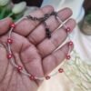 "Crimson Sparkle" Silver & Red Floral Anklet
