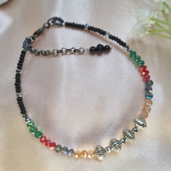 "Boho Prism" Multi-Color Crystal & Silver Anklet
