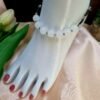 "Moonlit Path" Milky White & Black Beaded Anklet