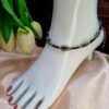 "Urban Smoke" Black & Smoky Grey Oval Bead Anklet