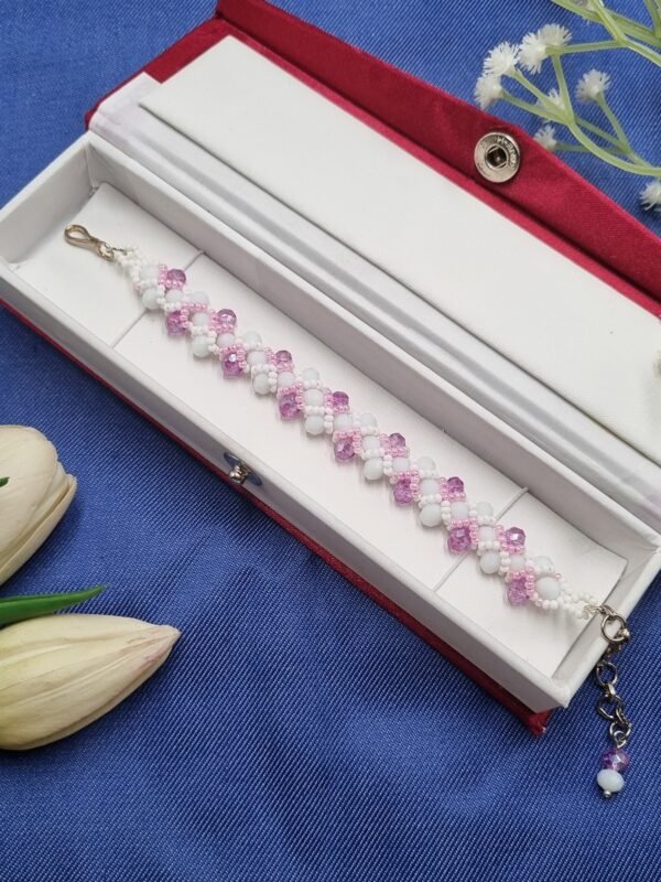 "Candy Blossom" Pink & White Crystal Vine Bracelet