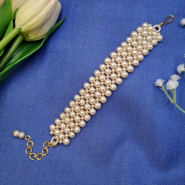 20251127_203413 "Ivory Luxe" 5-Row Cream Pearl Wide Cuff