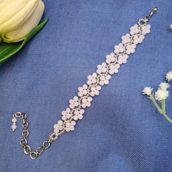 20251127_203548 "Blushing Rose" Pale Pink Crystal Vine Bracelet