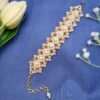 "Champagne Lace" Crystal & Pearl Wide Bracelet