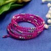 "Electric Fuchsia" Pink & Silver Crystal Wrap Bracelet