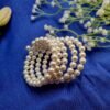 20251130_164855 "Classic Ivory" Cream Pearl Memory Wire Wrap Bracelet