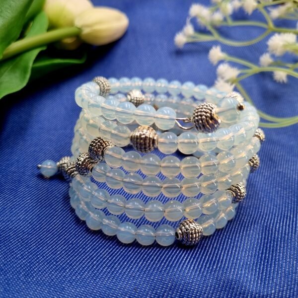 20251130_165012 "Ocean Mist" Pearl & Blue Crystal Wrap Bracelet