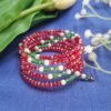 20251130_181713 "Festive Cheer" Red, Green & Pearl Memory Wire Bracelet