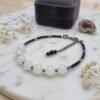 "Forest Night" Black & Green Minimalist Anklet with Leaf Charm