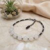 "Forest Night" Black & Green Minimalist Anklet with Leaf Charm
