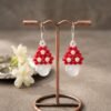 "Crimson Snow" Red Crystal & White Drop Earrings