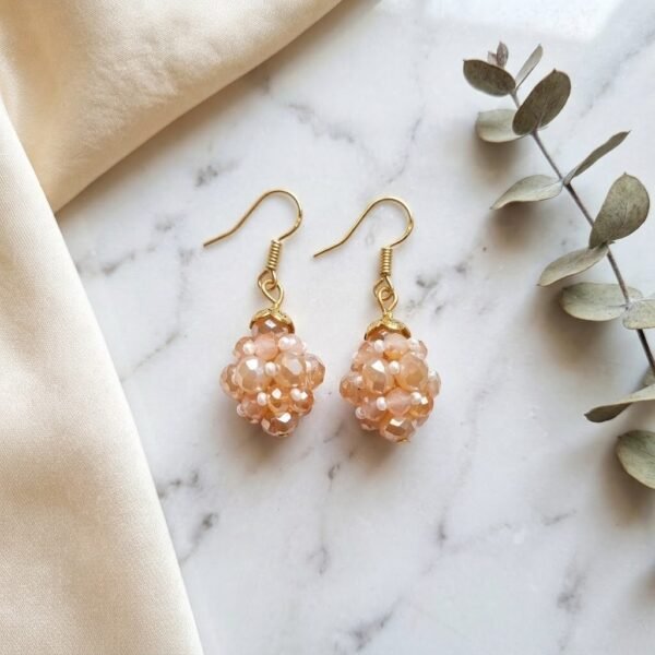 "Crimson Bloom" Antique Gold & Maroon Beaded Earrings