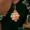 "Crimson Bloom" Antique Gold & Maroon Beaded Earrings