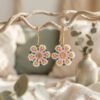 "Blush Rose" Silver & Pink Crystal Drop Earrings