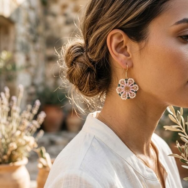 "Blush Rose" Silver & Pink Crystal Drop Earrings