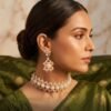 "Champagne Glow" Crystal & Pearl Floral Choker Set