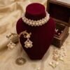 "Champagne Glow" Crystal & Pearl Floral Choker Set