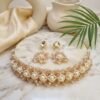 "Champagne Glow" Crystal & Pearl Floral Choker Set