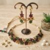 "Royal Garden" Red, Green & Gold Crystal Floral Choker Set