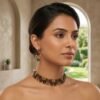 "Royal Garden" Red, Green & Gold Crystal Floral Choker Set
