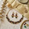"Royal Garden" Red, Green & Gold Crystal Floral Choker Set