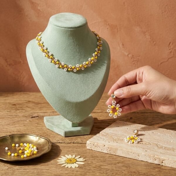 "Sunshine Bloom" Yellow & White Floral Vine Choker Set