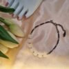 "Forest Night" Black & Green Minimalist Anklet with Leaf Charm